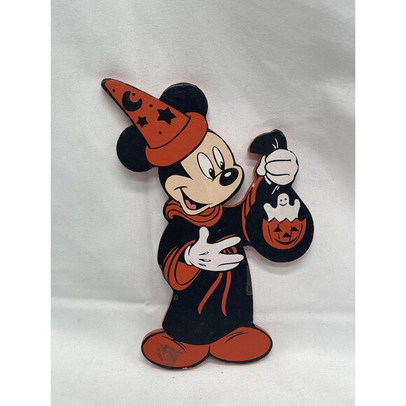 Vintage Walt Disney Co HALLOWEEN 2  MICKEY MOUSE 6” Wooden Ornament 1987 RARE - Picture 5 of 16
